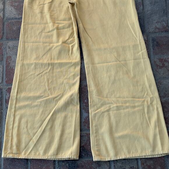 Amuse Society Betina Wide Leg Button Front Yellow Denim Jumpsuit Overalls Size S - Picture 8 of 8
